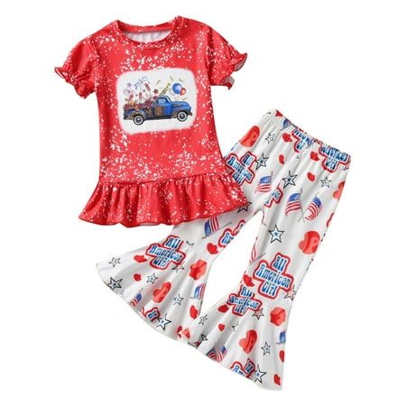 

ZRBYWB Toddler Girl Clothes Summer Short Sleeve Cartoon Car Print Tops Pants 2 Piece Outfits Clothes Set For Girl Clothes Summer Clothes