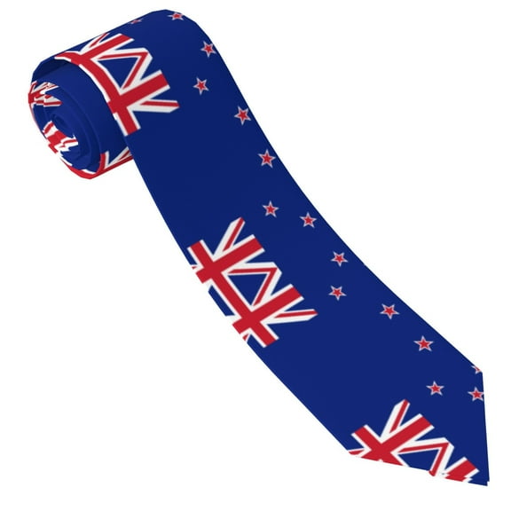 Men'S Tie Flag Of New Zealand Print Polyester Necktie - One Size
