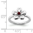 thumbnail image 5 of Sterling Silver Polished Garnet Flower Ring, 5 of 5