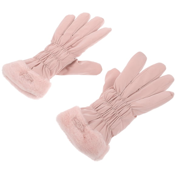 NIAIZEK Women’s Thermal Gloves 1 Pair Pink Skin Feel Fabric Winter Warm Gloves for Outdoor Activities