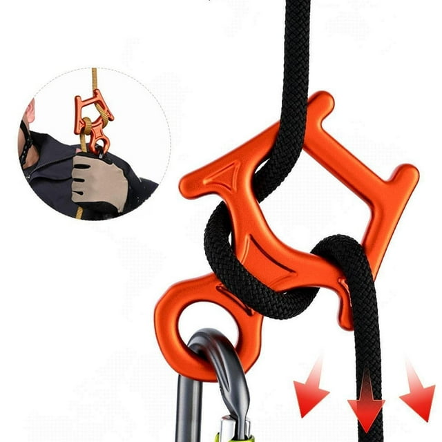 Colaxi Dispositif d'Assurage Descendeur 8 Figurines 30kN Équipement de Descente Assurage et Rappel Orange
