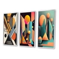 thumbnail image 3 of Designart "Composing Graphics with Retro Flair I" Modern Geometric Framed Wall Art Set Of 3 - Blue Abstract Geometric Frame Canvas Set For Living Room Decor, 3 of 6