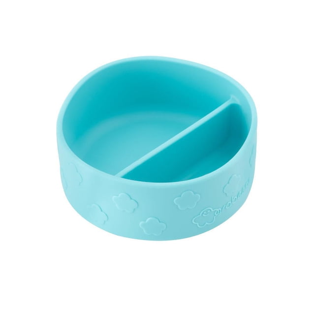 Bowl tazón de silicón Grabease con 2 divisiones y ventosa adherible. Aqua