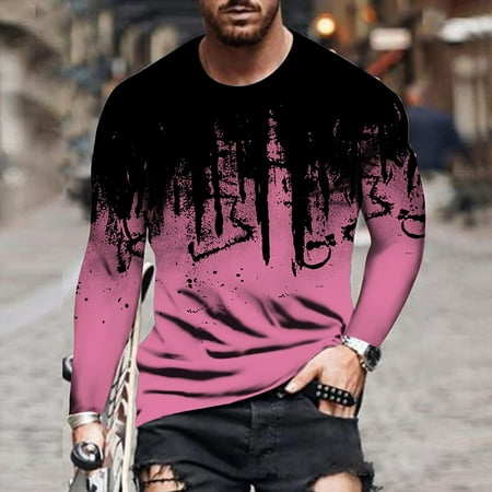 

Men s 3D Vintage Graphics Print T-Shirts Graffiti Pattern Long Sleeve Crewneck Fall Tops Unisex Daily Blouses