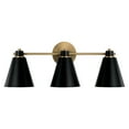 thumbnail image 5 of 3 Light Bath Vanity In Minimalist Style-9 Inches Tall And 24 Inches Wide-Aged Brass, Black Finish Capital Lighting 150131Ab, 5 of 7