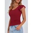 thumbnail image 4 of Remera PRETTYGARDEN Mujer Cuello en V Volados Sin Mangas Ajustada Vino Tinto XL, 4 of 8