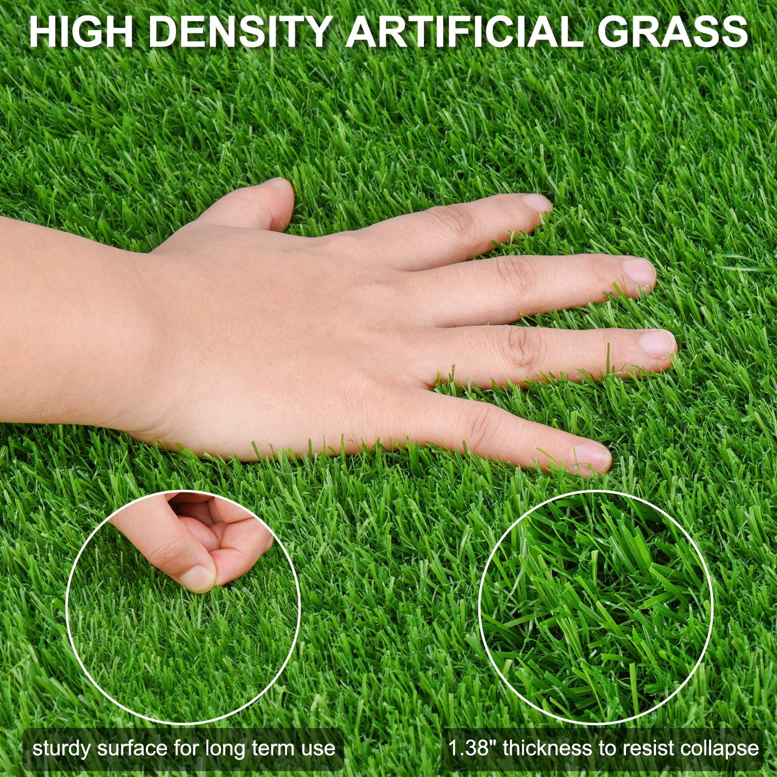Outdoor Artificial Grass Runner Rug 6FT x 10FT, Thick Realistic Fake Grass Roll for Patio Balcony, Green