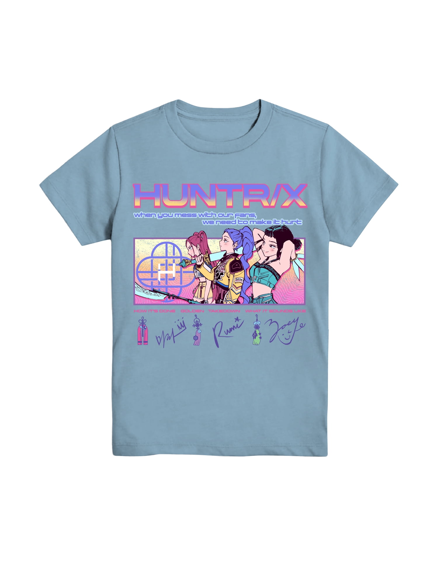 Kpop Demon Hunters Boys' Graphic Tee with Short Sleeves, Huntrix Voices, Sizes 4-18