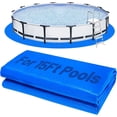 thumbnail image 1 of Anti-Tear Pool Ground Cloth - 15 Ft Heavy-Duty Above Ground Swimming Pool Mat Pad, Round Liner Protector for Frame Inflatable Pools, 1 of 14