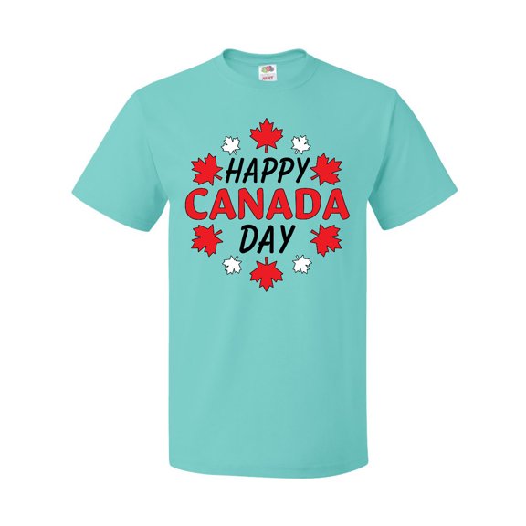 Inktastic Happy Canada Day- maple leaf circle T-Shirt