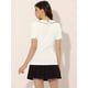 thumbnail image 4 of Blusa de manga corta con cuello Peter Pan y ribete en contraste para mujer Blanco S, 4 of 5