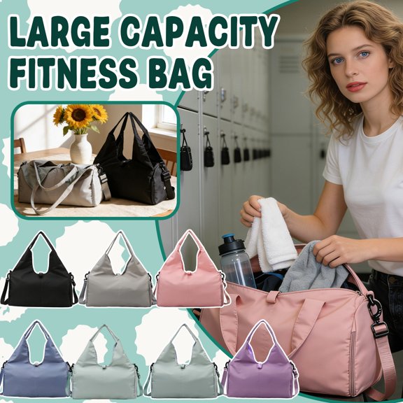 Pink Large Capacity Fitness Yoga Bag - Spacious With Multiple Compartments, Adjustable Padded Straps, Water-Resistant Durable Material, Ideal For Gym Yoga Workouts Travel Daily