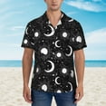 thumbnail image 2 of Susaid Crescent and Stars Print Hawaiian Shirts for Men Women,Hawaiian Summer Short-Sleeve Casual Relaxed-Fit Button-Down,Medium, 2 of 7