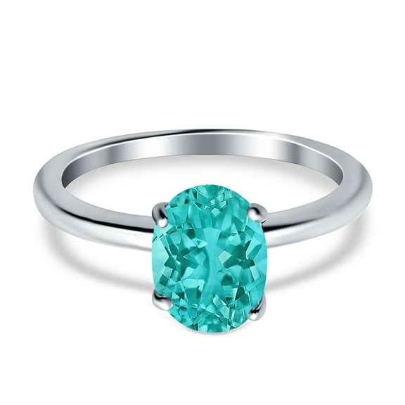 Solitaire Oval Cathedral Ring Paraiba Tourmaline CZ 925 Sterling Silver Size 5