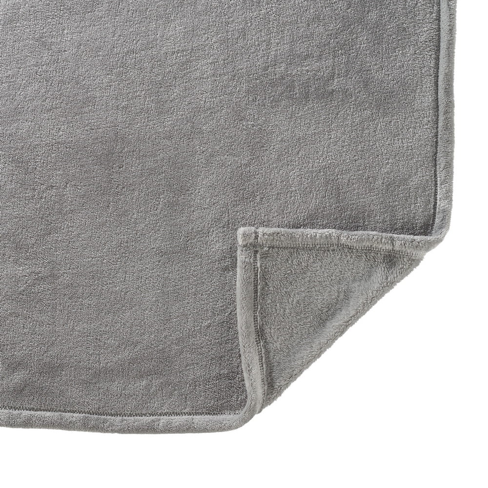Mainstays Classic Gray Solid Polyester Plush Bed Blanket, Full/Queen
