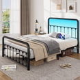 thumbnail image 4 of Bolvdo Full Bed Frame, Classic Metal Platform Bed Frame, with Charging Station and LED, No Need for Springs, Black, 4 of 8