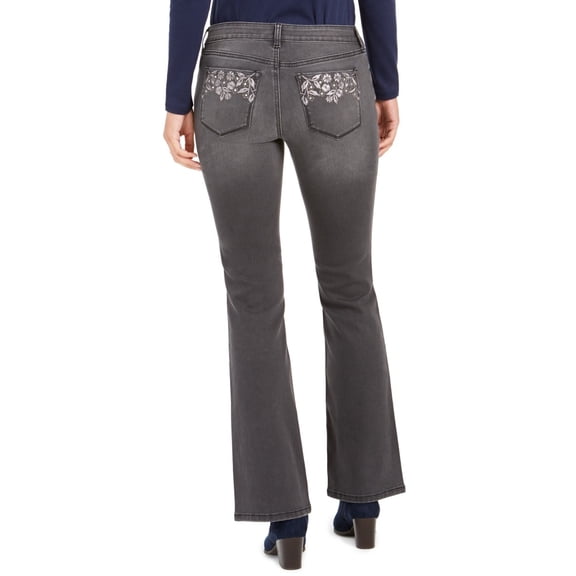 Style & Co Women's Light Wash Embroidered Pocket Bootcut Jeans Black Size 6