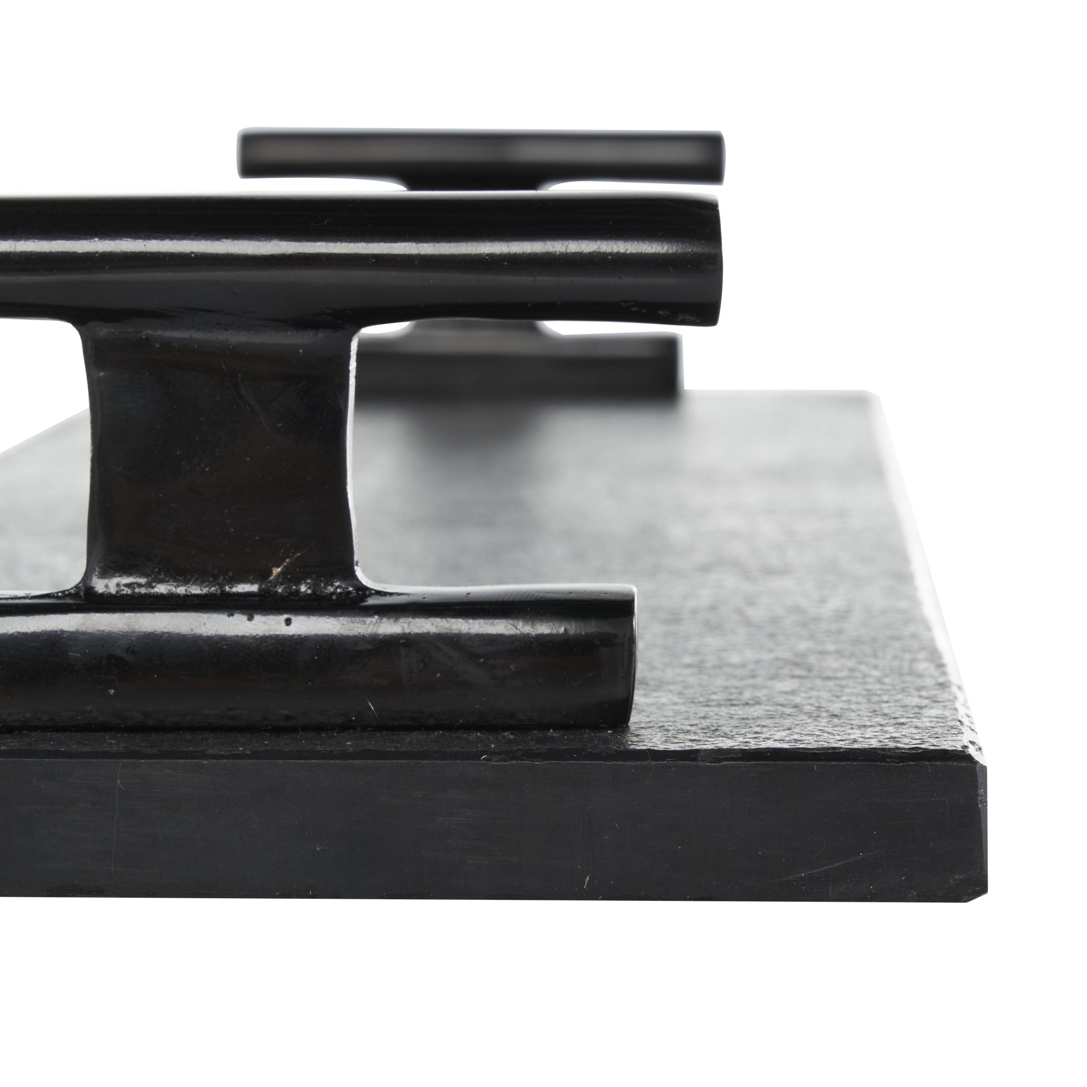 DecMode 22", 18"W Black Marble Textured Tray with Black Handles, 2-Pieces