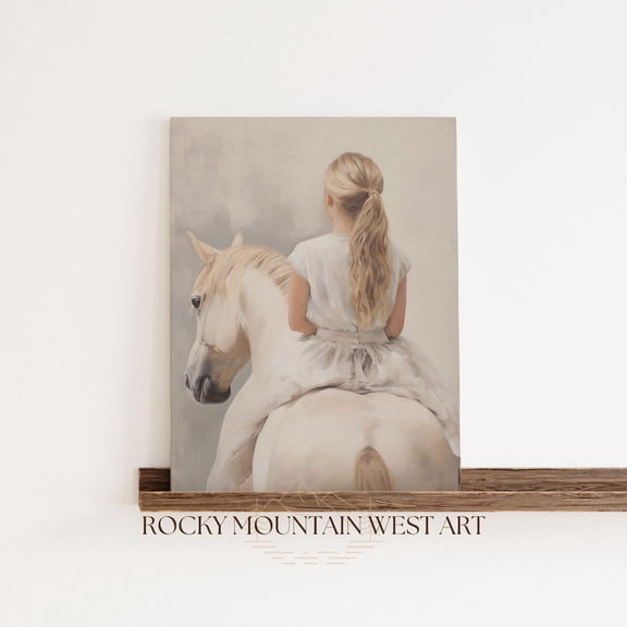 Girly Western Wall Art Girl On Horse Wall Art Cowgirl Nursery Decor Girls Room Decor Teen Girl Room Decor Equestrian Art Horse Lover Home Decor #206, Unframed Poster Size 8x12