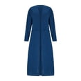 thumbnail image 4 of ZVAVZ Extra Long Cardigan for Women Cotton Maxi Open Front Cardigans Lightweight Plus Size Knit Cardigans Casual Cardigans Duster with Pockets Blue S, 4 of 6