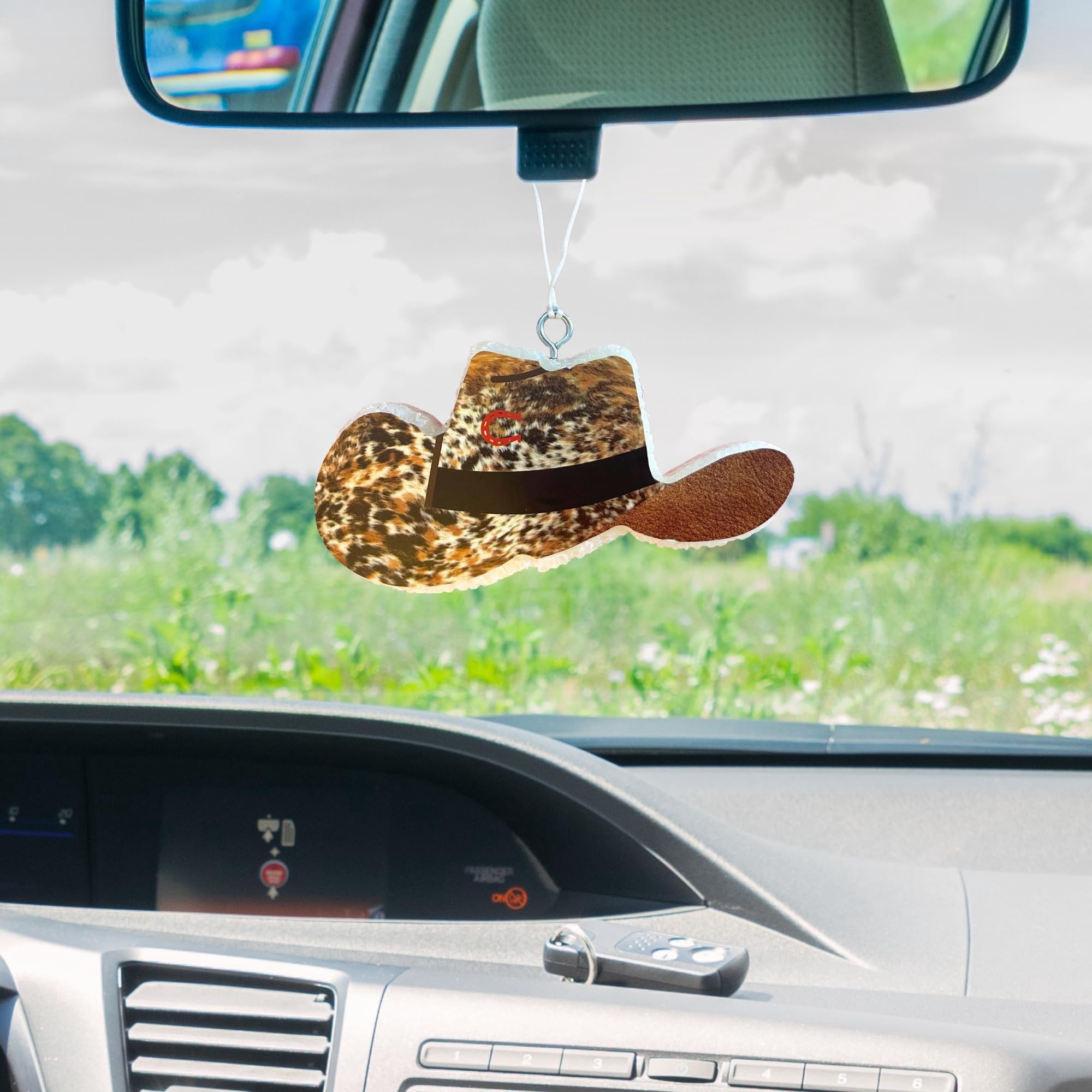 Cowboy Hat Big Car Freshie Silicone Mold  3x5.7 for Scented Aroma Beads Car Candle, Soap Oven Safe to Bake Heat Resistant Boot, Smiley Face, Disco Cardstock + Silicone Mold