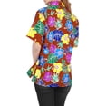 thumbnail image 3 of HAPPY BAY Women's Button Down Blouses Casual Tops Summer Beach Party Blouse Shirt Floral Blouses Short Sleeve Tee Button up Hawaiian Shirts for Women S Colorful Flowers, Red, 3 of 5