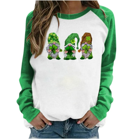 Pntutb St. Patricks Day Womens Casual Long Sleeve Print Ladies Sweatshirts Tops