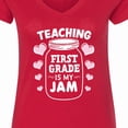 thumbnail image 4 of Inktastic Teaching 1st Grade is My Jam with Jar and Hearts Women's V-Neck T-Shirt, 4 of 5