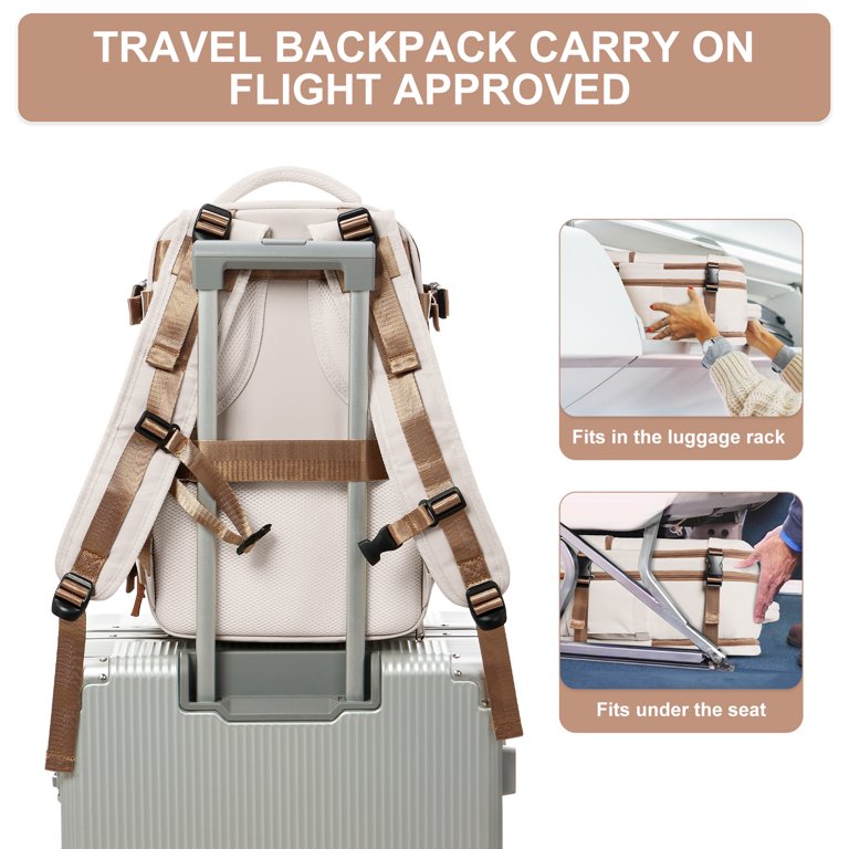 SYCNB Travel Backpack 30L with Shoe Compartment, Brown photo 7