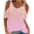 thumbnail image 1 of DPTALR Chemise à Épaules Dénudées à Manches Courtes à Col Rond Imprimée Décontractée et à la Mode pour Femmes, 1 of 3