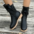 thumbnail image 5 of LOVZFMLL Boots for Women Mid Calf Winter Boots Lace Up Round Toe Adjustable Straps Low Chunky Heel Casual Fashion Fall Footwear, 5 of 9