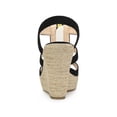 thumbnail image 2 of BLISSFUL STEP Women's Shoes Faux Suede Platform Wedge Espadrilles Slingback Open Toe Front Zipper Sandals Black 9, 2 of 8
