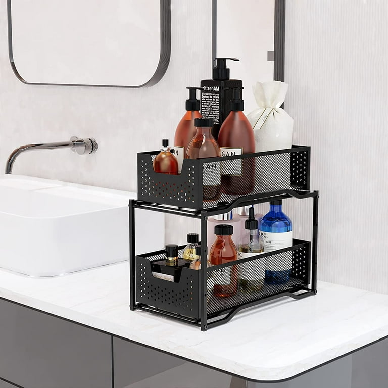 stackable 2-tier under sink cabinet organizer