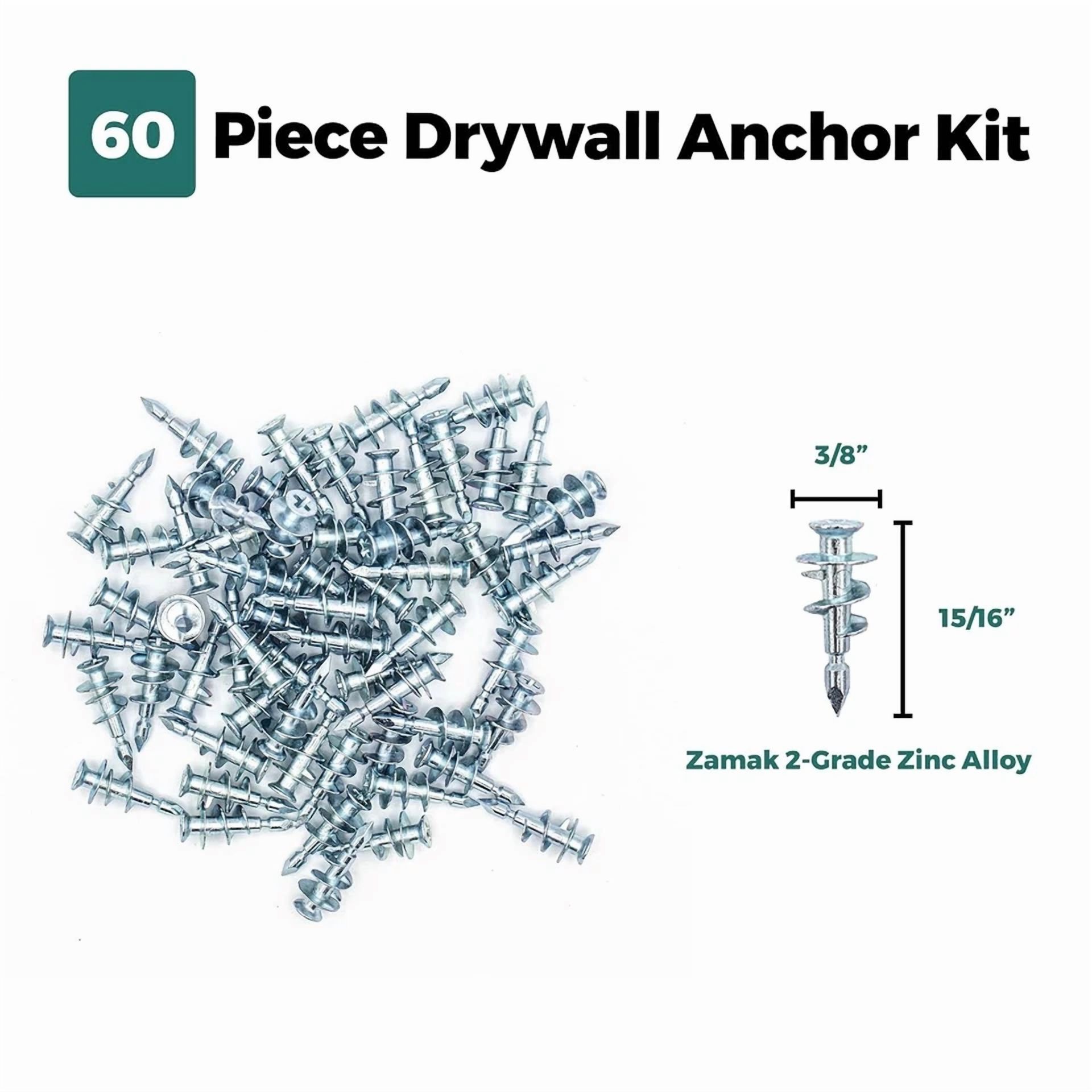 Picgenie 60-Pack Drywall Anchors 30Lbs Picture Hangers For Drywall