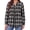 Black, variant on WellSize Plus Size Flannel Plaid Shirts for Women Casual V Neck Button Down Shirts Loose Long Sleeve Fall Tops