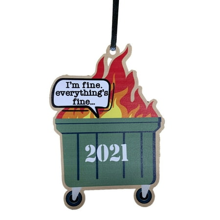 

Vikakiooze 2022 2021 Dumpster Fire Christmas Ornament Christmas Tree Wooden Pendants