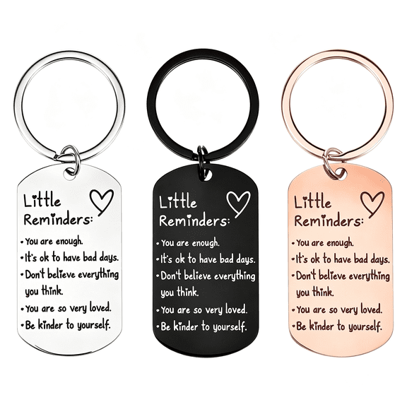 DESIGNICE Little Reminders Keychain 3Pcs Inspirational Key Ring You Are Enough Daily Affirmation Mental Health Positive Gifts,Warm Healing Letter Keychain