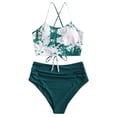 thumbnail image 5 of LoyisViDion Women'S Swimsuit Clearance Women Summer Swimwear Cross Printing Swimsuit Split Bikini Green 12(XXL), 5 of 6