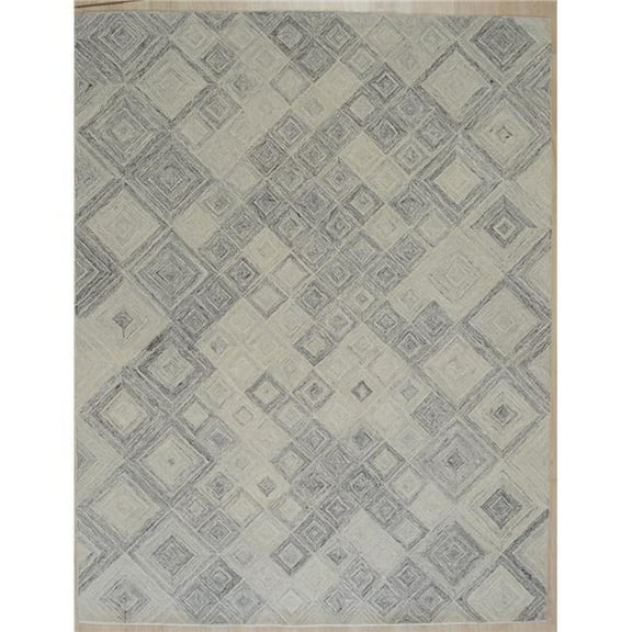 EORC  8 x 10 ft. Modern Transitional Hand Tufted Decorative Wool Area Rug - Multi Color & Grey
