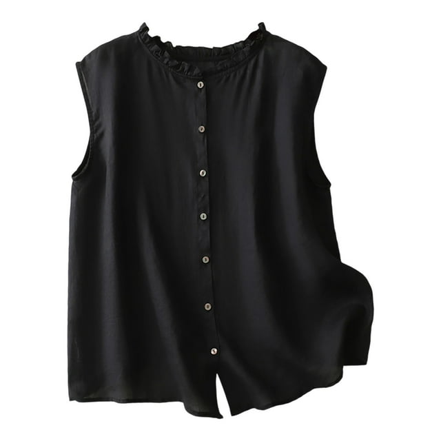 Gpaecead Gilet en Lin et Coton pour Femme Gilet en Lin Tendance Décontracté Cardigan Sans Manches