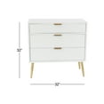 thumbnail image 4 of DecMode 32" x 32" White Wooden Geometric 3 Drawer Chest with Gold Metal Legs, 1-Piece, 4 of 15
