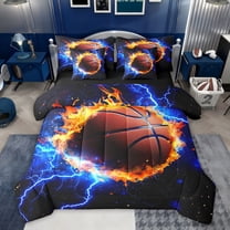 Castle Fairy Basketball Sport Twin Bedding Sets,Flame Lightning Bedding Comforter Set