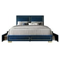 thumbnail image 3 of Home Design Jasper Queen Upholstered Storage Platform Bed Frame with Gold Aluminum Trim and Four Under-Drawers, Blue, Easy Assembly, 3 of 5