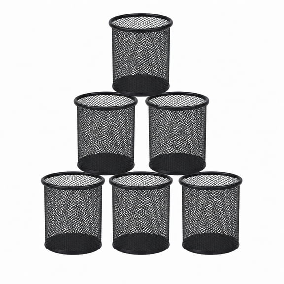 Pen Holder Pencil Holder, 6 Pack Mesh Metal Pen Cup for Desk Office Home, Black Desk Organizer