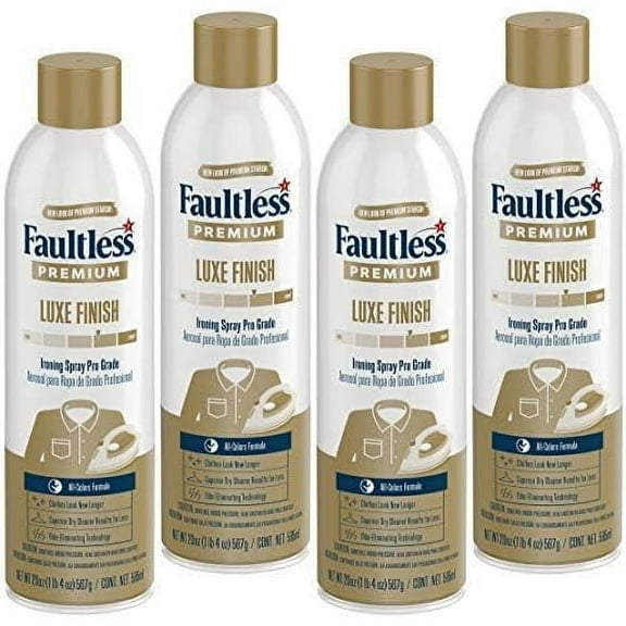 Faultless Premium Luxe Spray Starch (20 Oz, 4 Pack) Spray Starch For Ironing That Makes Your Clothes New Again, Use As A Spray On Starch That Reduces Ironing Time With No Flaking, Sticking Or Clogging