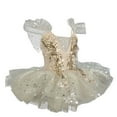 thumbnail image 4 of Zwiiyzr 2025 1-14Y Girls Ballerina Clothes Dance Pancake Platter Tutu Ruffle Sleeve Floral Print Gymnastics Leotard Ballet Tutu Yellow, 4 of 8