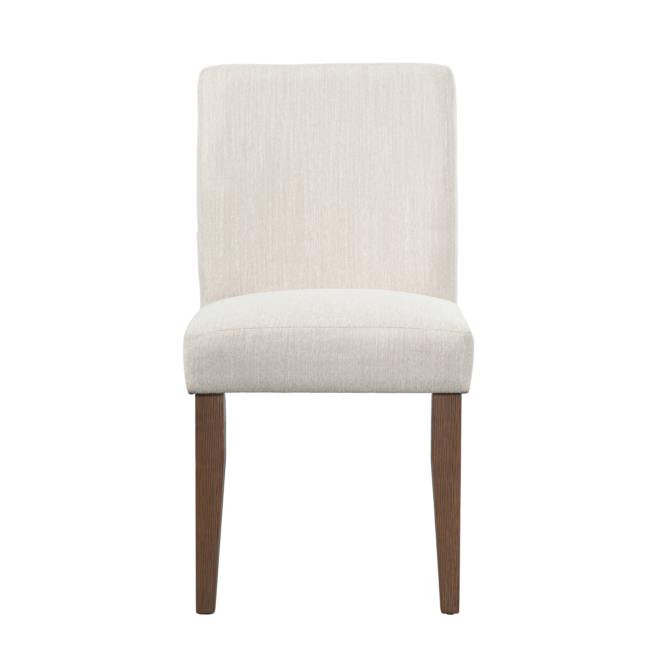 Christopher Knight Home Set of 2 Upholstered Dining Chairs with Solid Wood Legs, Walnut + Beige