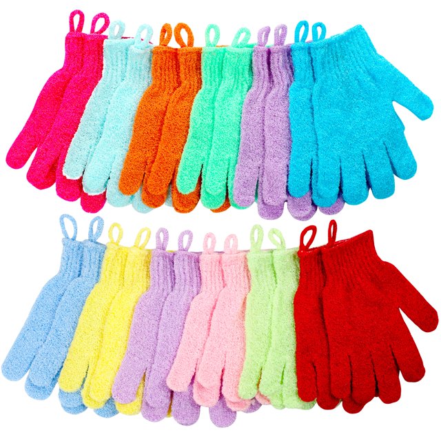 Guantes de ducha CVNDKN exfoliantes para baño, 24 unidades, exfoliantes corporales