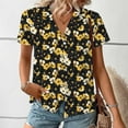 thumbnail image 5 of Cavosen Short Sleeve Womens Blouse Button down Collared Hawaiian Tropical Print Summer Tops Pullover Button up Beach Tees Loose Fit Resort Vacation Shirts Going out T-Shirts L, 5 of 7