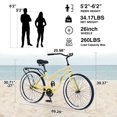 thumbnail image 6 of 26 inch Bike for Adults, Beach Cruiser Bike for Women Men, Single Speed Cruiser Bicycle with Dual Brakes, City Bike, Commuter Bike, 85% Assembled, Yellow, 6 of 6
